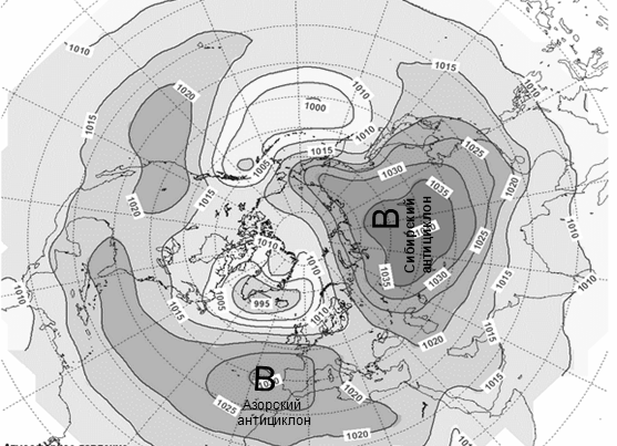 Анализ условии зимних погодных аномалий на территории Северного полушария.