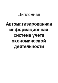 Дипломная: Автоматизированная информационная система учета экономической деятельности производственного предприятия