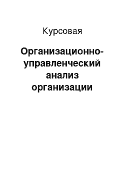 Курсовая: Организационно-управленческий анализ организации