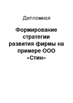 Дипломная: Формирование стратегии развития фирмы на примере ООО «Стин»