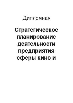 Дипломная: Стратегическое планирование деятельности предприятия сферы кино и телевидения