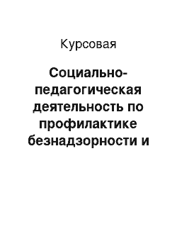 Курсовая: Социально-педагогическая деятельность по профилактике безнадзорности и правонарушений среди несовершеннолетних