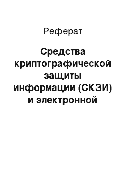 Реферат: Средства криптографической защиты информации (СКЗИ) и электронной цифровой подписи