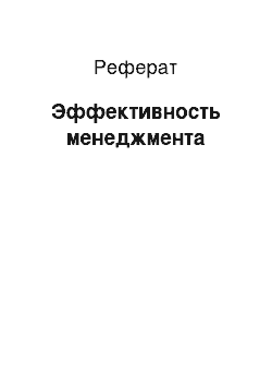 Реферат: Эффективность менеджмента