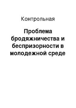 Контрольная: Проблема бродяжничества и беспризорности в молодежной среде