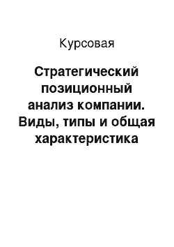 Курсовая: Стратегический позиционный анализ компании. Виды, типы и общая характеристика конкурентных позиций (на примере ООО «Правила»)