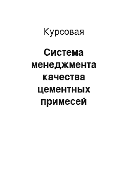 Курсовая: Система менеджмента качества цементных примесей