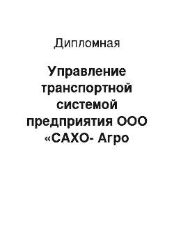 Дипломная: Управление транспортной системой предприятия ООО «САХО-Агро Ульяновск»