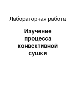 Лабораторная работа: Изучение процесса конвективной сушки