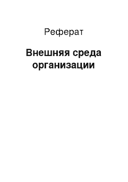 Реферат: Внешняя среда организации