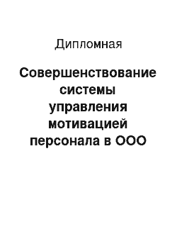 Дипломная: Совершенствование системы управления мотивацией персонала в ООО «Центр»