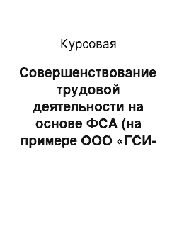 Курсовая: Совершенствование трудовой деятельности на основе ФСА (на примере ООО «ГСИ-НХМ»)