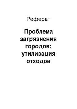 Реферат: Проблема загрязнения городов: утилизация отходов