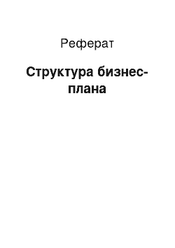 Реферат: Структура бизнес-плана