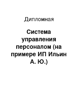 Дипломная: Система управления персоналом (на примере ИП Ильин А. Ю.)