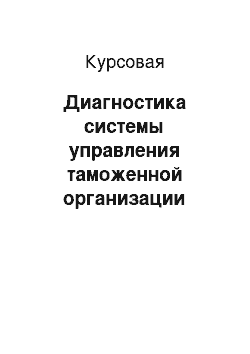 Курсовая: Диагностика системы управления таможенной организации