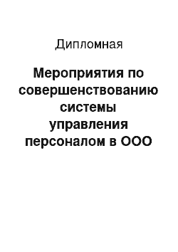 Дипломная: Мероприятия по совершенствованию системы управления персоналом в ООО «Дикор»