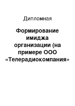 Дипломная: Формирование имиджа организации (на примере ООО «Телерадиокомпания» 2х2", г. Москва)