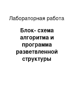 Лабораторная работа: Блок-схема алгоритма и программа разветвленной структуры