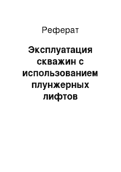 Реферат: Эксплуатация скважин с использованием плунжерных лифтов