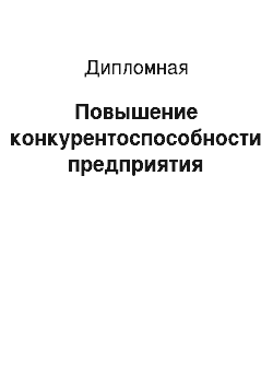 Дипломная: Повышение конкурентоспособности предприятия