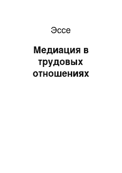 Эссе: Медиация в трудовых отношениях