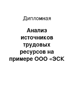 Дипломная: Анализ источников трудовых ресурсов на примере ООО «ЭСК Центр»