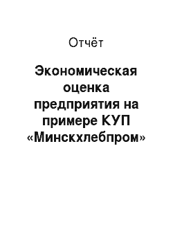 Отчёт: Экономическая оценка предприятия на примере КУП «Минскхлебпром»