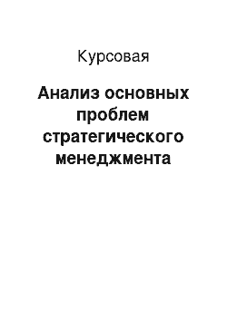 Курсовая: Анализ основных проблем стратегического менеджмента