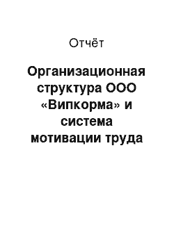 Отчёт: Организационная структура ООО «Випкорма» и система мотивации труда персонала данного предприятия