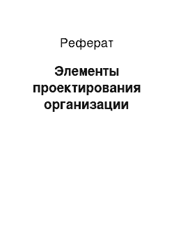 Реферат: Элементы проектирования организации