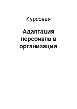 Курсовая: Адаптация персонала в организации