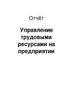 Отчёт: Управление трудовыми ресурсами на предприятии