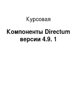 Курсовая: Компоненты Directum версии 4.9. 1