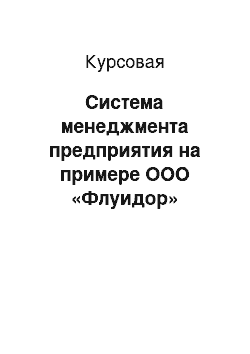 Курсовая: Система менеджмента предприятия на примере ООО «Флуидор»