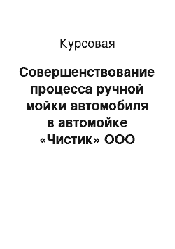 Курсовая: Совершенствование процесса ручной мойки автомобиля в автомойке «Чистик» ООО «Гали»