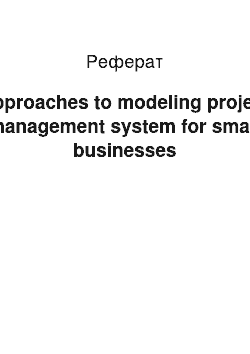 Реферат: Approaches to modeling project management system for small businesses