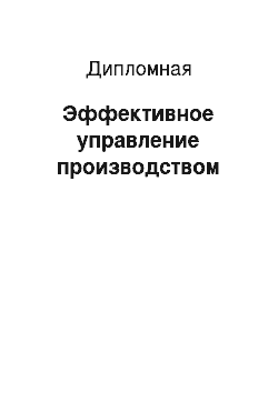 Дипломная: Эффективное управление производством