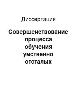 Диссертация: Совершенствование процесса обучения умственно отсталых учащихся с применением программно-методических средств