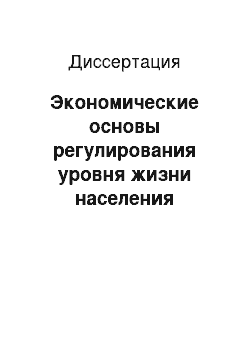 Диссертация: Экономические основы регулирования уровня жизни населения региона