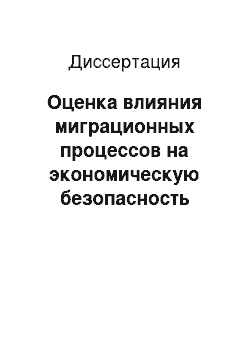 Диссертация: Оценка влияния миграционных процессов на экономическую безопасность России и ее регионов