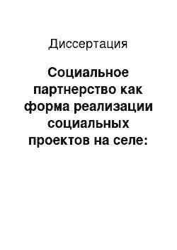 Диссертация: Социальное партнерство как форма реализации социальных проектов на селе: по материалам Нижегородской области