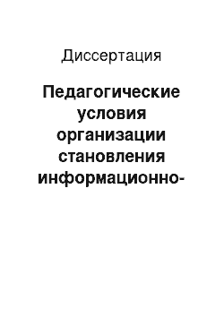 Диссертация: Педагогические условия организации становления информационно-технологической компетентности учащегося в общеобразовательной школе