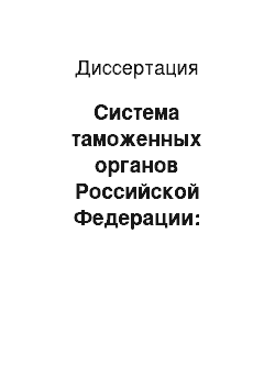 Диссертация: Система таможенных органов Российской Федерации: Административно-правовой статус и проблемы его совершенствования