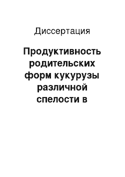 Диссертация: Продуктивность родительских форм кукурузы различной спелости в зависимости от густоты растений и обработки семян микроэлементами на выщелоченном черноземе Западного Предкавказья