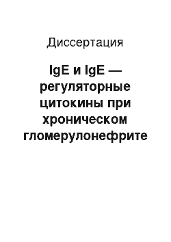 Диссертация: IgE и IgE — регуляторные цитокины при хроническом гломерулонефрите