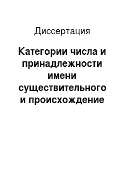 Диссертация: Категории числа и принадлежности имени существительного и происхождение их показателей в татарском языке