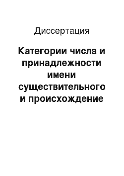 Диссертация: Категории числа и принадлежности имени существительного и происхождение их показателей в татарском языке