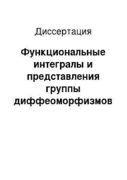 Диссертация: Функциональные интегралы и представления группы диффеоморфизмов окружности