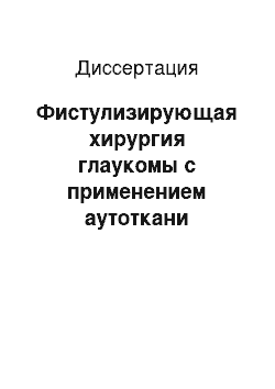 Диссертация: Фистулизирующая хирургия глаукомы с применением аутоткани (экспериментально-клиническое исследование)